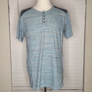 BKE Vintage Heather Blue Short Sleeve Henley Shirt Size XL‎